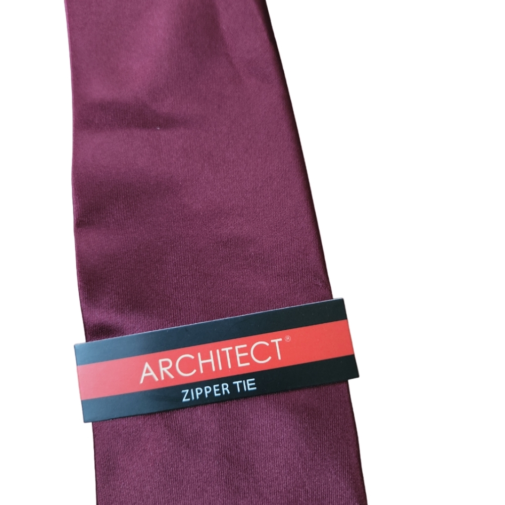 Architect Bradley satin zipper tie burgundy